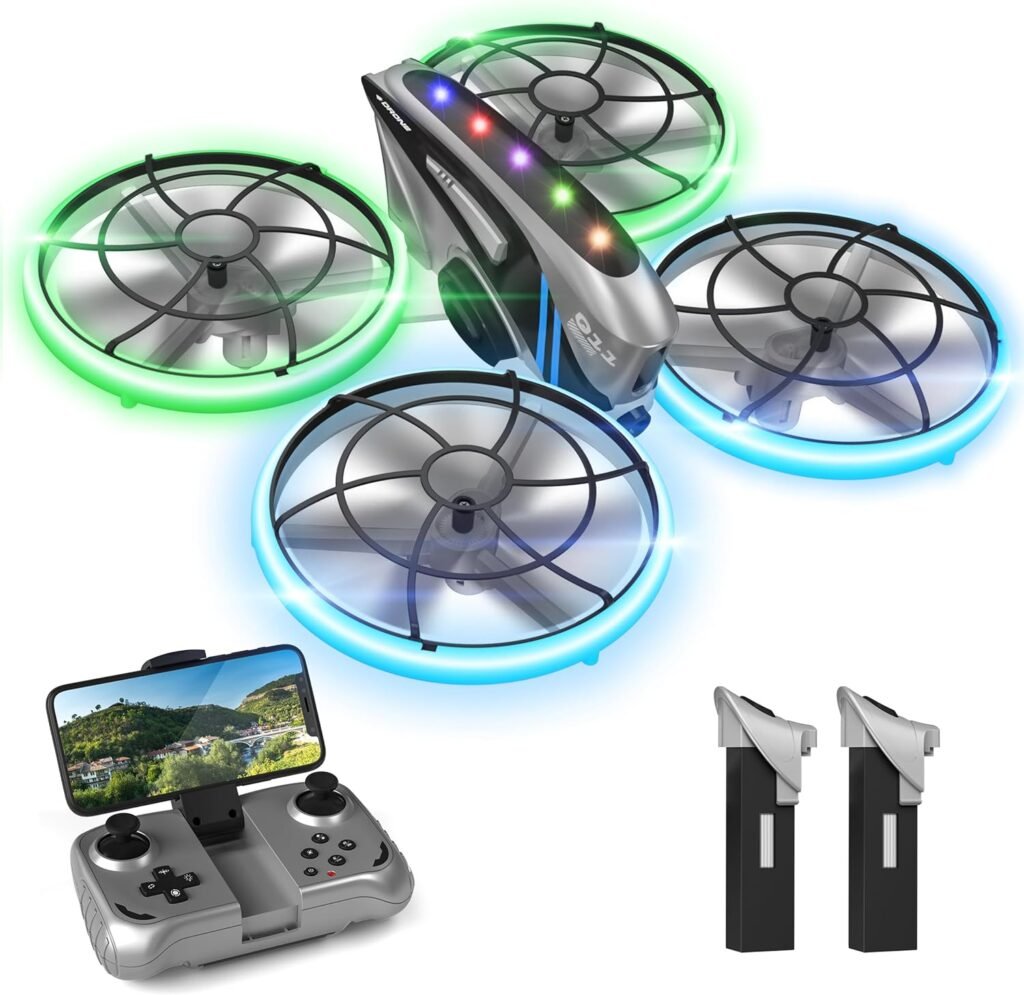HASAKEE RC Drone for Kids Adults with HD FPV Camera,Cool Toys Gifts for Boys Girls,Hobby RC Quadcopter Skyquad with Cool LED Light,Full Protect Guards and Long Flight Time,Q11 Durable for Beginners