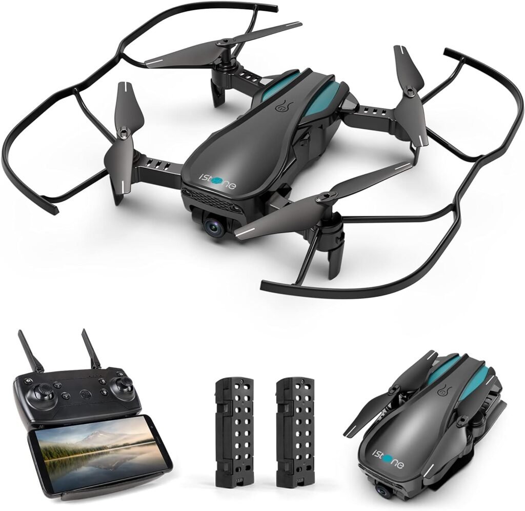 HR Drone with Camera 1080P, Foldable RC Quadcopter Beginners with Altitude Hold, One Key Take Off/Landing, Toys Gifts for Kids and Adults, Black