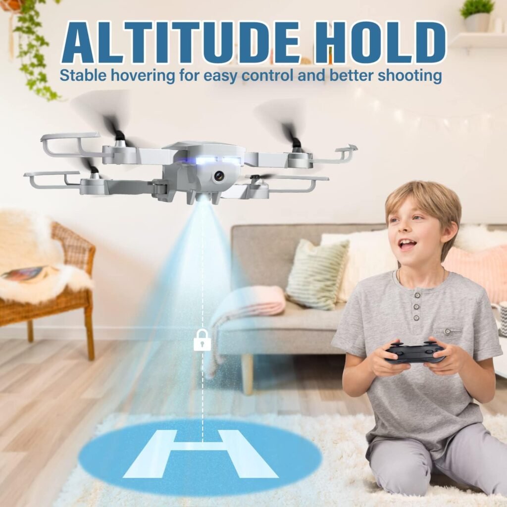 Mini Drones for Kids with Camera 1080P HD, Foldable WiFi Drone for Beginners Adults, Easy Control with One Key Operation, Trajectory Flight / Voice / Gesture / Gravity Control, 360° Flip, Headless Mode, Speed Adjustment, Boys Girls Gift with 2 Batteries More Flying Time