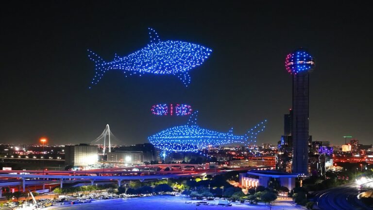 Gigantic Shark Drone Show Dazzles Downtown Dallas